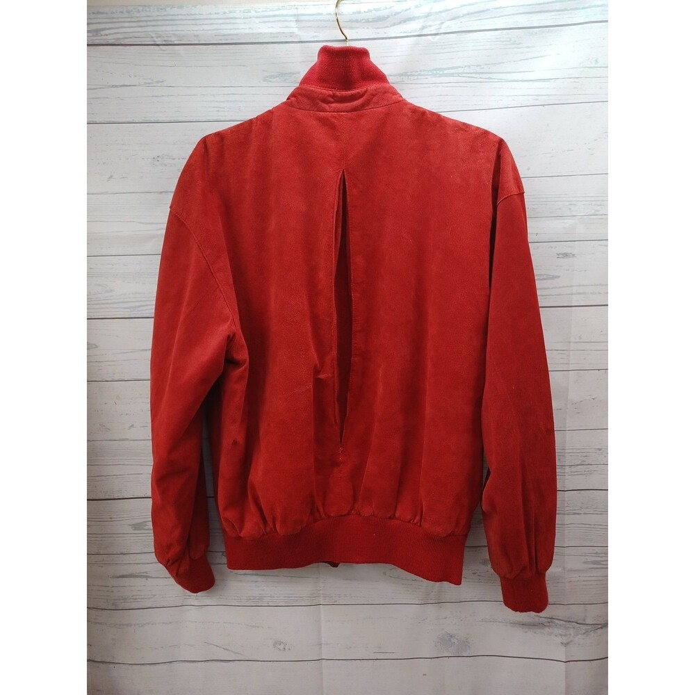 Vintage MARK SHALE Genuine Suede Leather Jacket Red Full Zip Sz 10 - Picture 3 of 7